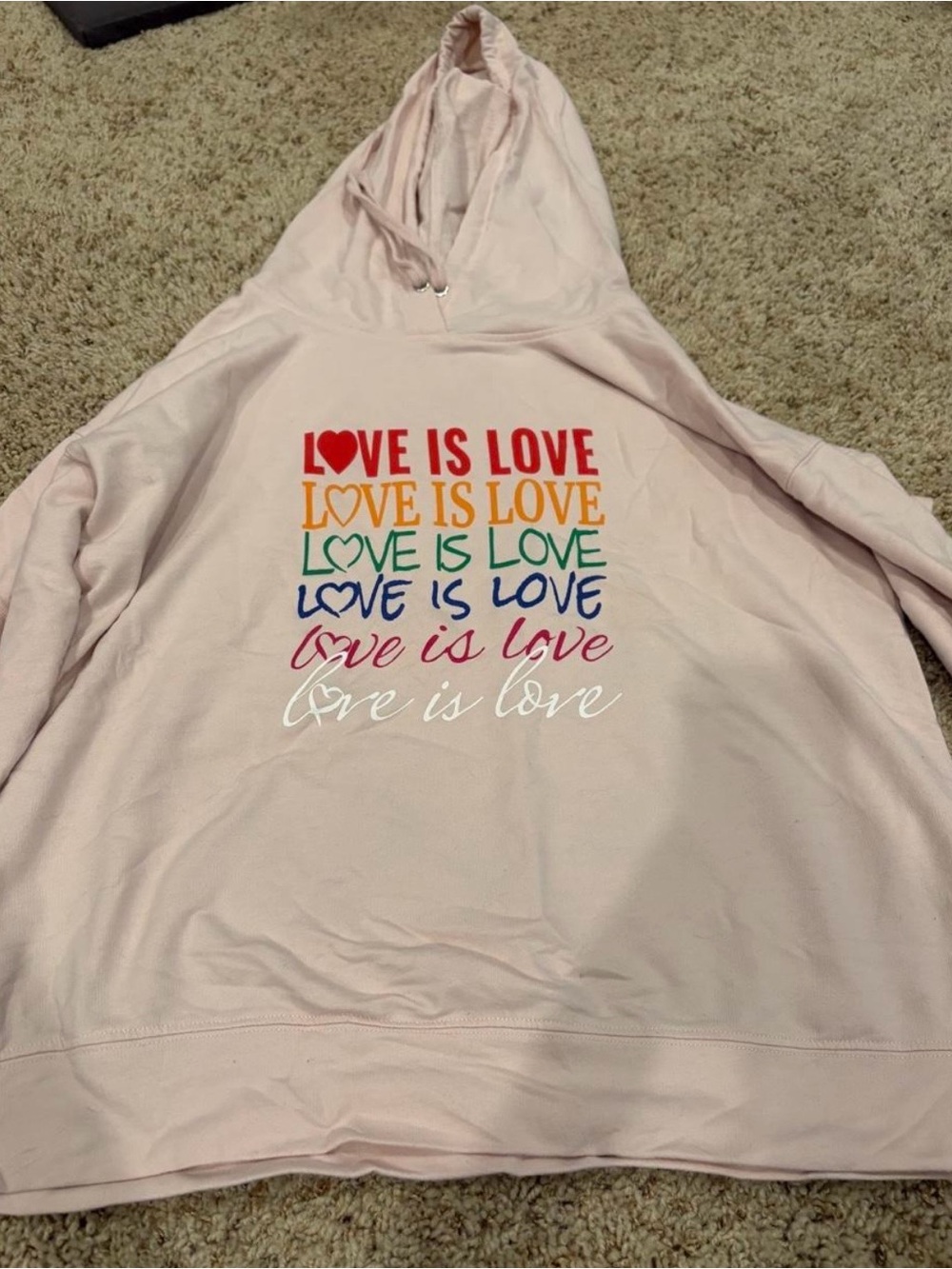 Woman’s Light Pink "Love Is Love" Hoodie